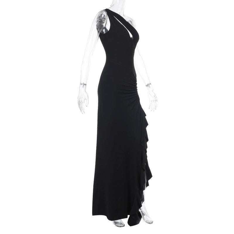 Damen Elegantes Maxikleid mit asymmetrischem Schnitt und Raffung R&B