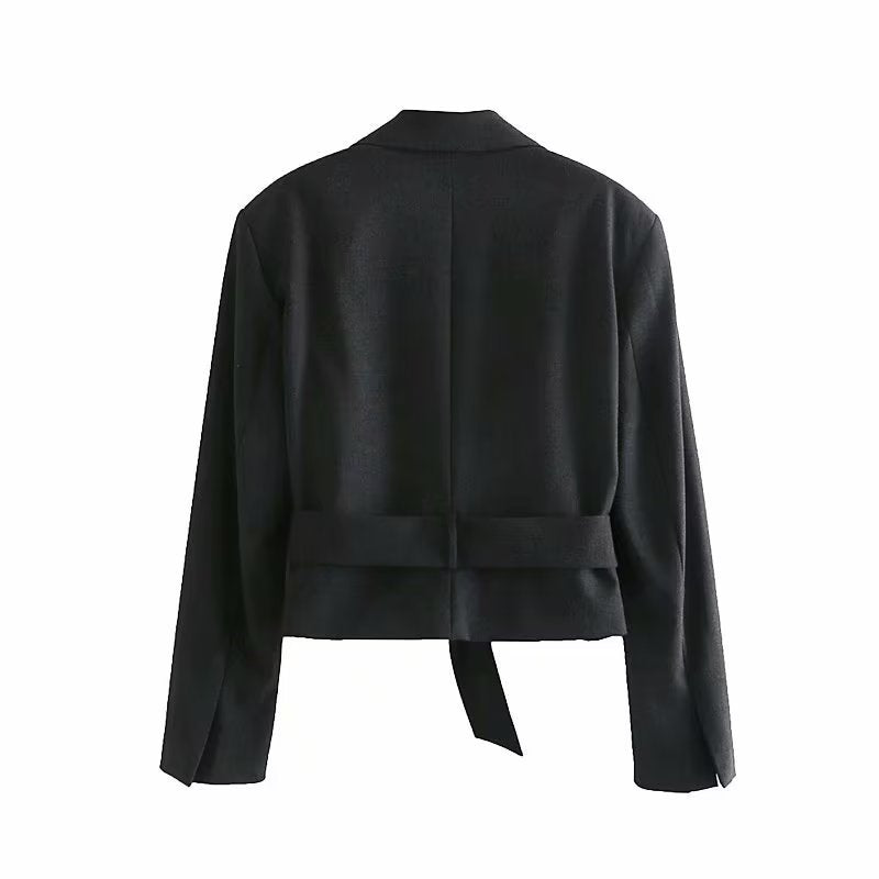 Damen taillierte Blazerjacke mit modernem Schnitt und Bindegürtel R&B