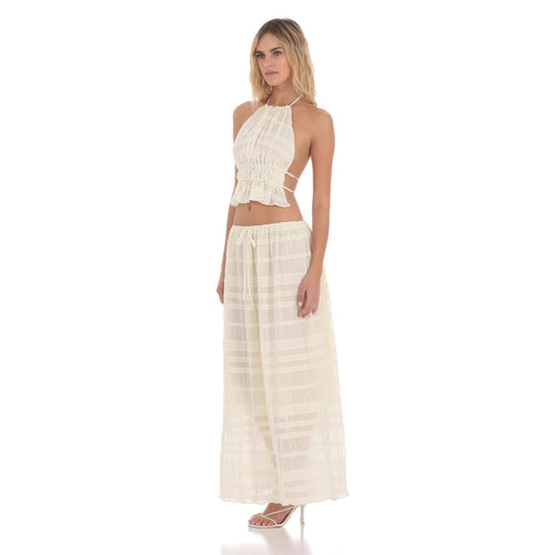 Damen ärmelloses Boho-Crop-Top mit elastischer Taillenraffung und plissierten Details R&B