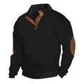 Herren nan grobstrickpullover mit Stehkragen, Knopfleiste und Ellbogenpatches R&B