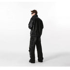 Damen Kunstlederjacke mit hohem Kragen und lässigem Schnitt