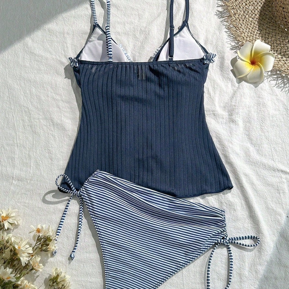Damen lässiger Bademoden-Tankini mit Rüschendetails R&B