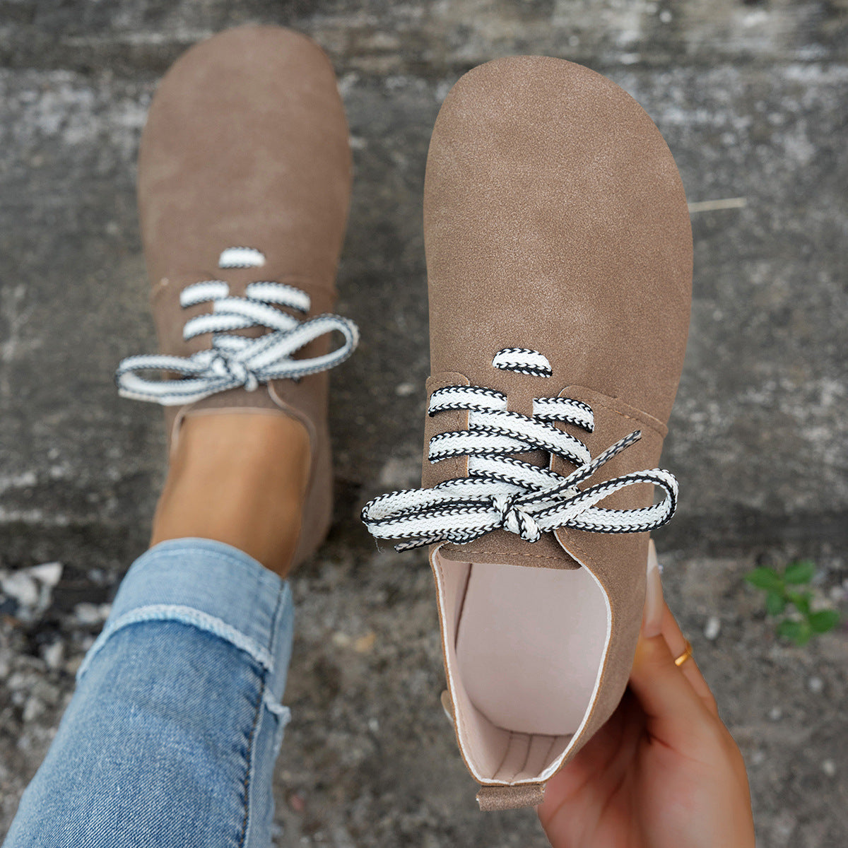 Damen lässige Sneaker mit strukturiertem Obermaterial und komfortablem Fußbett R&B