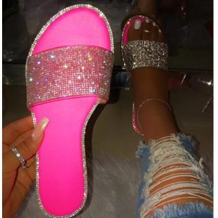Damen Glamouröse Slides mit funkelnder Strassverzierung R&B