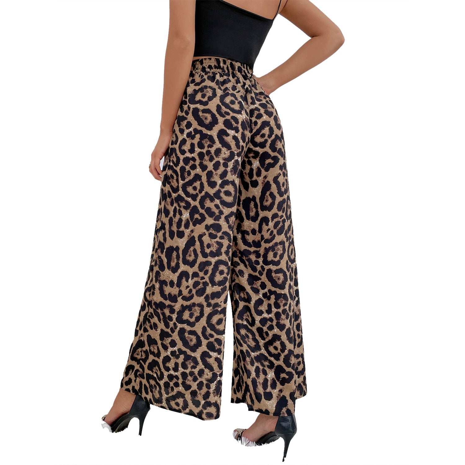 Damen Weite Leoparden-Print Hose R&B