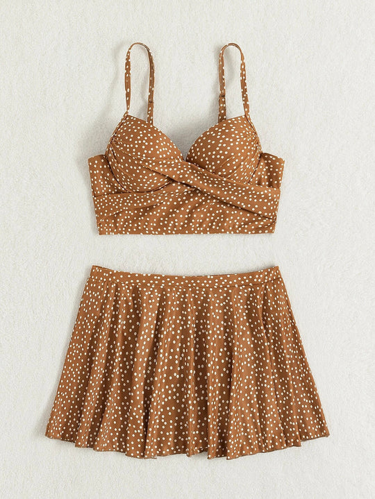 Damen Tankini-Set mit verspieltem Rock und gepolstertem Oberteil R&B