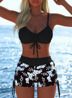 Damen Bikini-Oberteil und Hochschnitt Badeshorts R&B