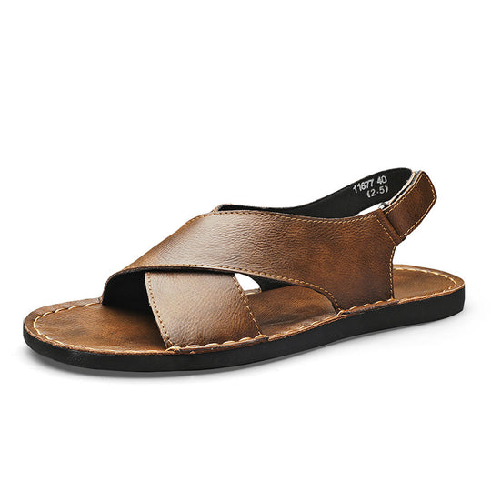 Herren Elegante und bequeme Leder-Sandalen mit verstellbarem Riemensystem R&B