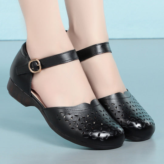 Damen Ballerinas mit elegantem Lochmuster und verstellbarem Riemen R&B