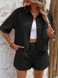 Damen lässiges Set mit kurzem Hemd und Shorts R&B