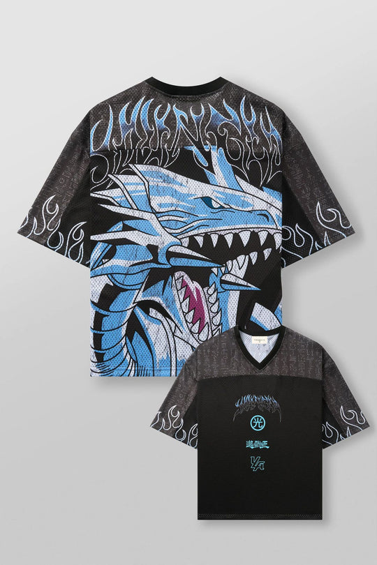 Unisex nan atmungsaktives Netz-Jersey mit großflächigem Anime-Print und V-Ausschnitt R&B