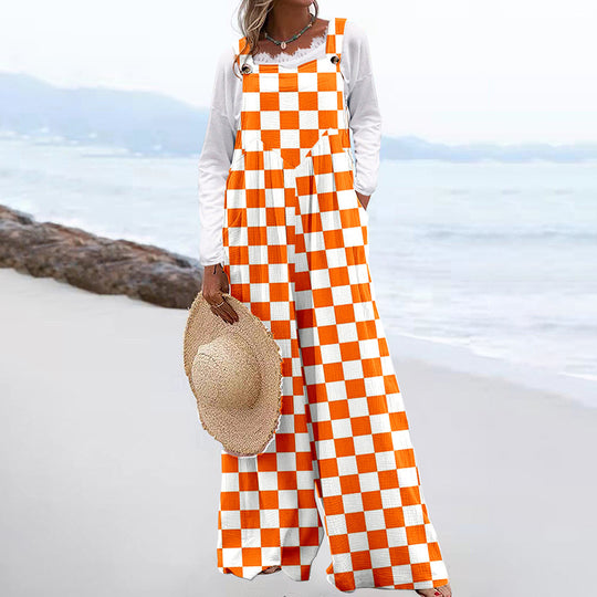 Damen Weit geschnittene Latzhose mit floralem Muster und praktischen Taschen R&B