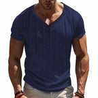 Herren Kurzarm Henley-Shirt mit strukturiertem Design und praktischen Knopfdetails R&B