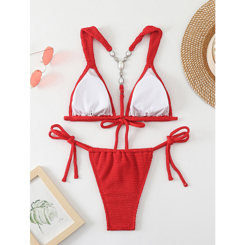 Damen Triangelbikini mit raffinierten Knoten und hochwertigem Häkel-Design R&B