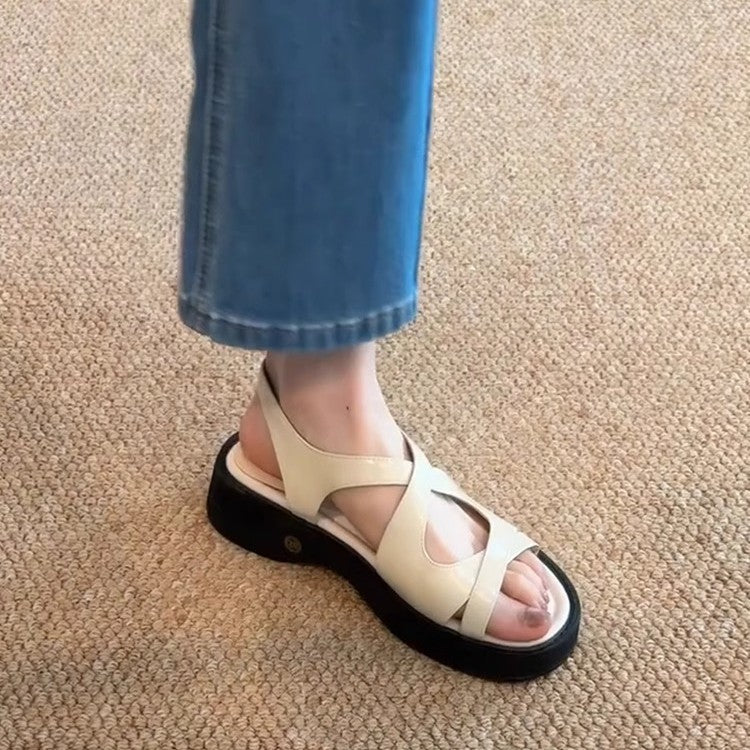 Damen Plateau-Sandalen mit modischem Schnallenverschluss und komfortabler Dämpfung R&B