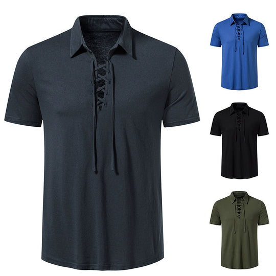 Herren Poloshirt mit modernem Schnürdesign und hochwertiger Baumwollqualität R&B