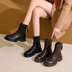 Damen Elegante und bequeme Stiefeletten aus hochwertigem Kunstleder mit seitlichem Reißverschluss R&B