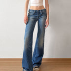 Damen Flared Jeans mit hohem Bund und distressed Design R&B