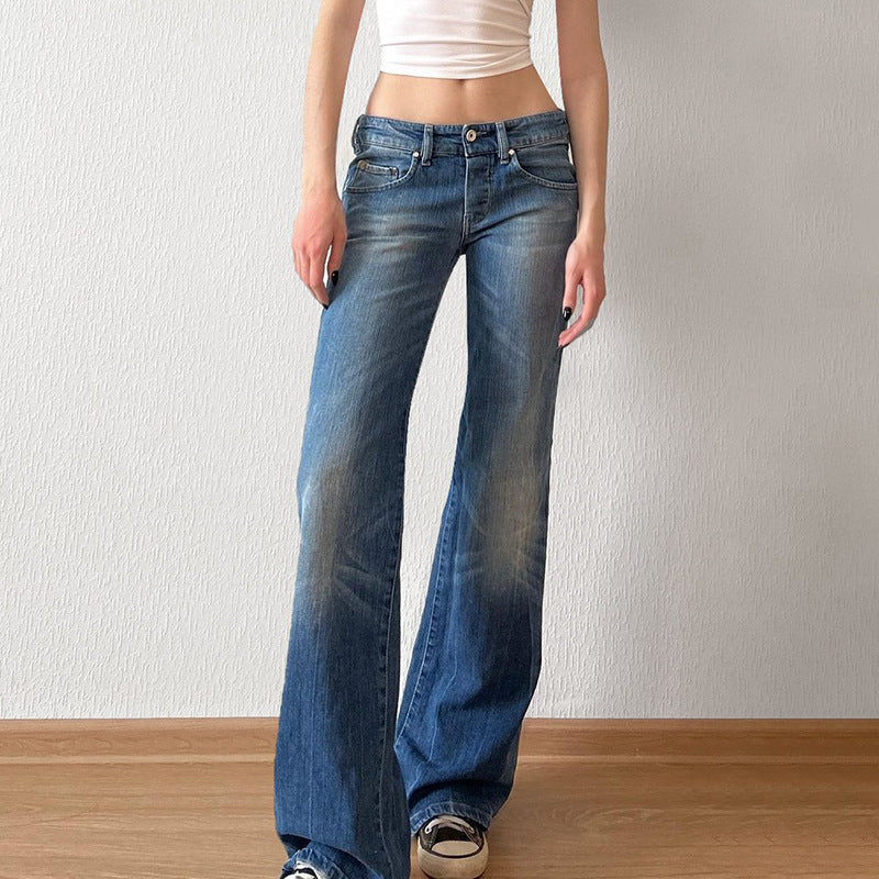 Damen Flared Jeans mit hohem Bund und distressed Design R&B