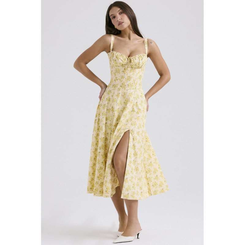 Damen Maxikleid mit floralem Design und elegantem Schlitz R&B