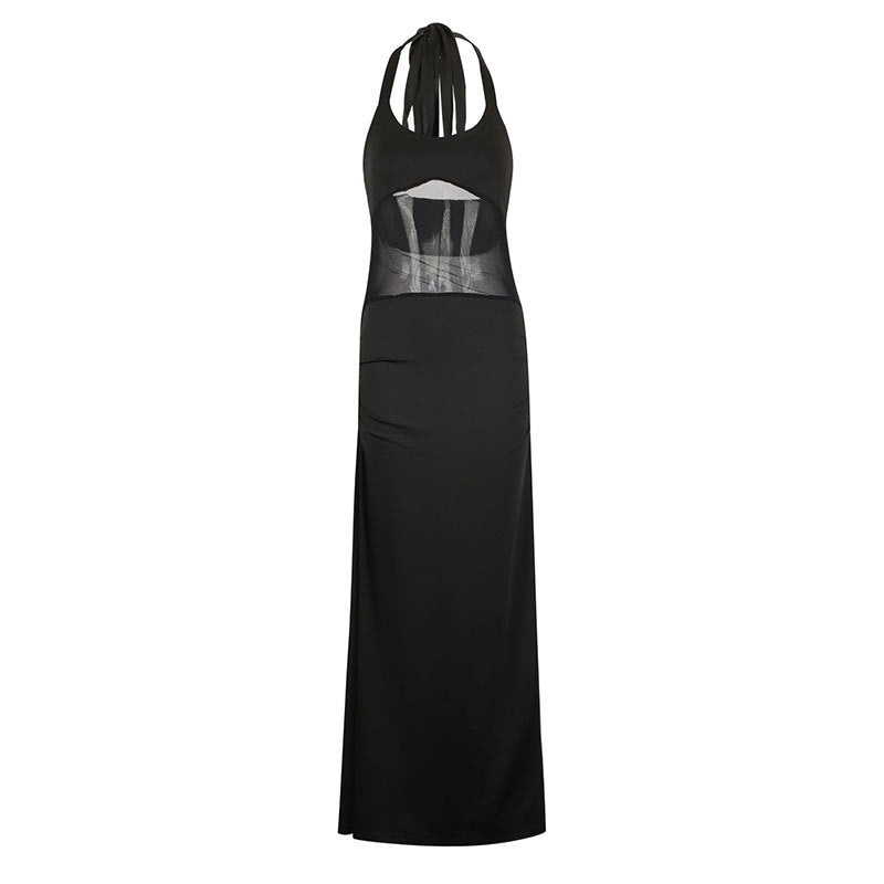 Damen Langes Abendkleid mit raffiniertem Mesh-Einsatz R&B