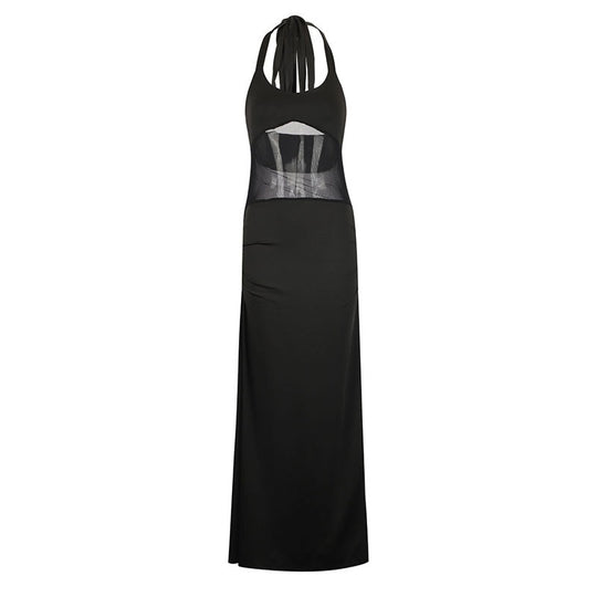 Damen Langes Abendkleid mit raffiniertem Mesh-Einsatz R&B