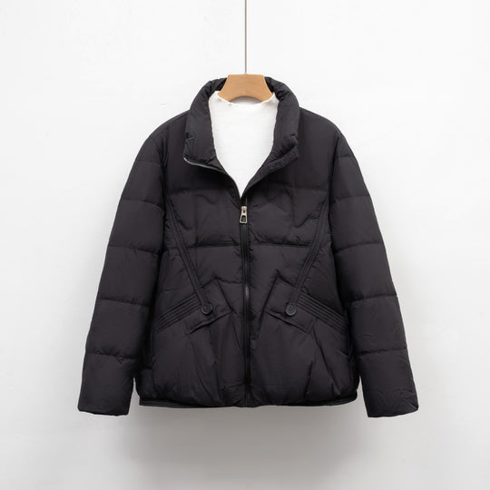 Damen gesteppte Winterjacke mit praktischen Taschen und hohem Kragen R&B