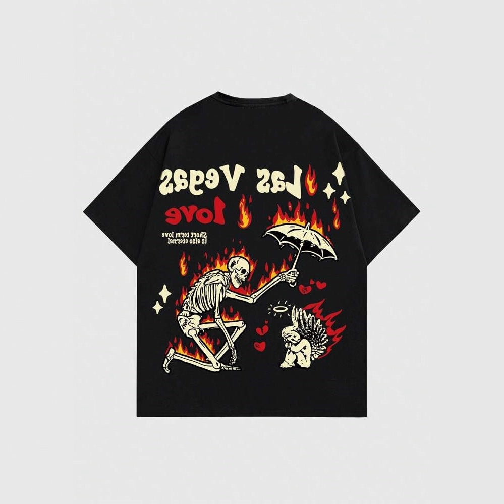 Damen Grafik T-Shirt mit einzigartigem Skelettmotiv und lR&Bhaftem Druck R&B