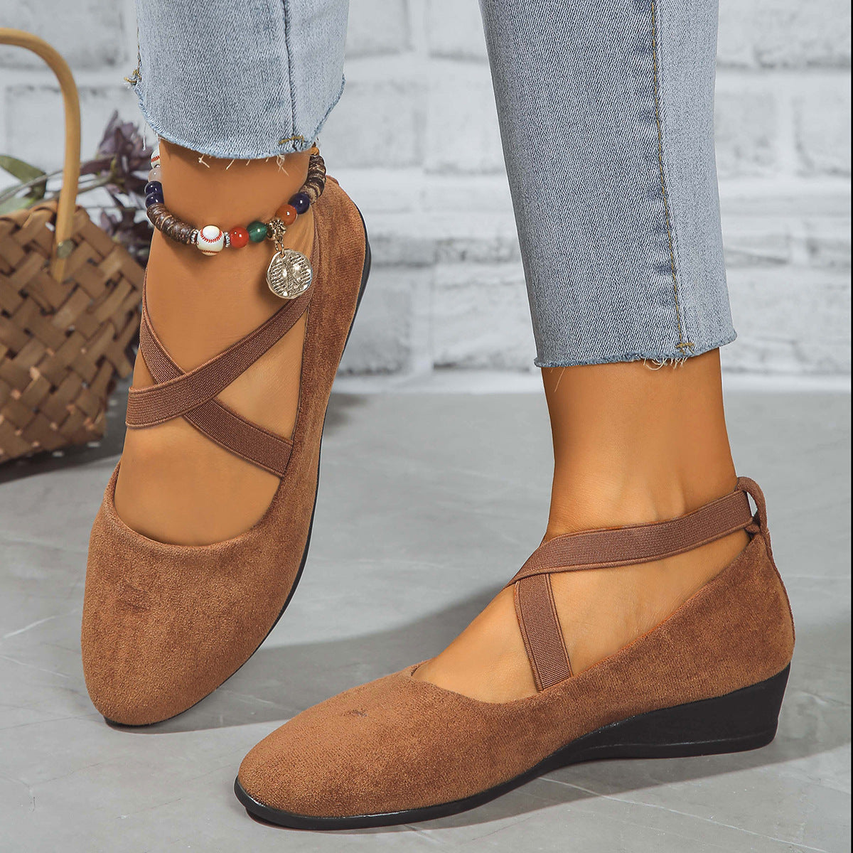 Damen Flache Ballerinas mit glitzerndem Riemen und komfortablem Fußbett R&B
