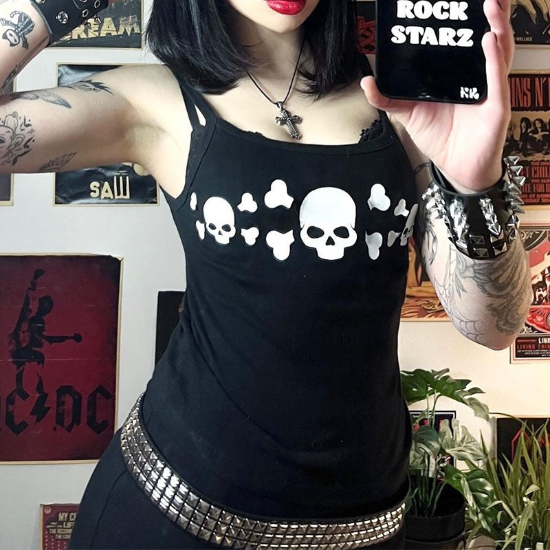 Damen Tanktop mit auffälligem Totenkopf-Design R&B