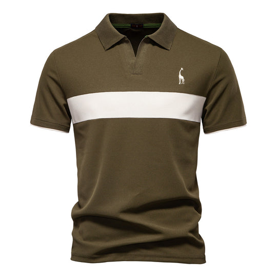 Herren Poloshirt mit modernem Blockdesign und hochwertiger Baumwollmischung R&B