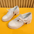 Damen Trendige Booties mit modischem Tweed-Obermaterial und dekorativer Schleife R&B
