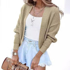 Damen Grobstrickcardigan mit weiten Ärmeln und offener Front