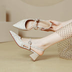 Damen Slingback-Pumps mit elegantem Riemen und blockiertem Absatz