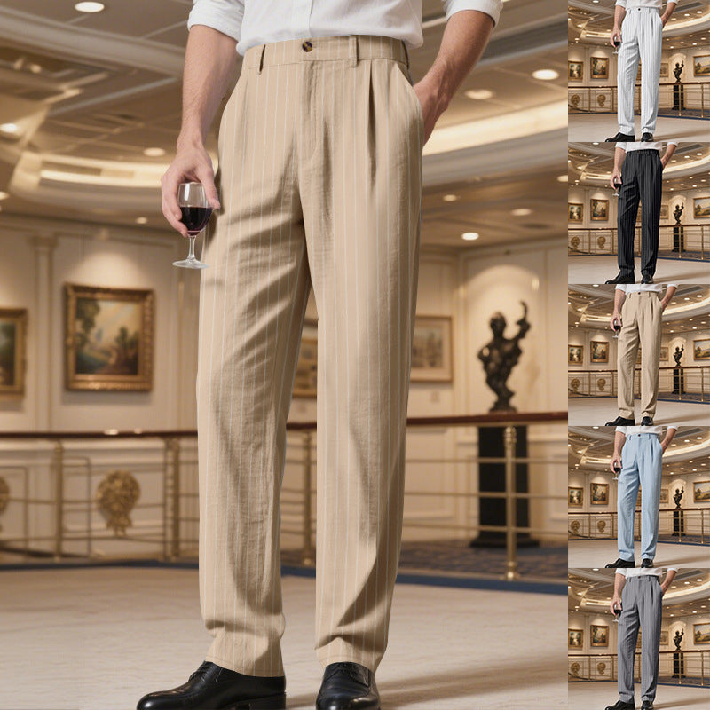 Herren elegante Anzughose mit feinem Nadelstreifen und bequemer Passform R&B