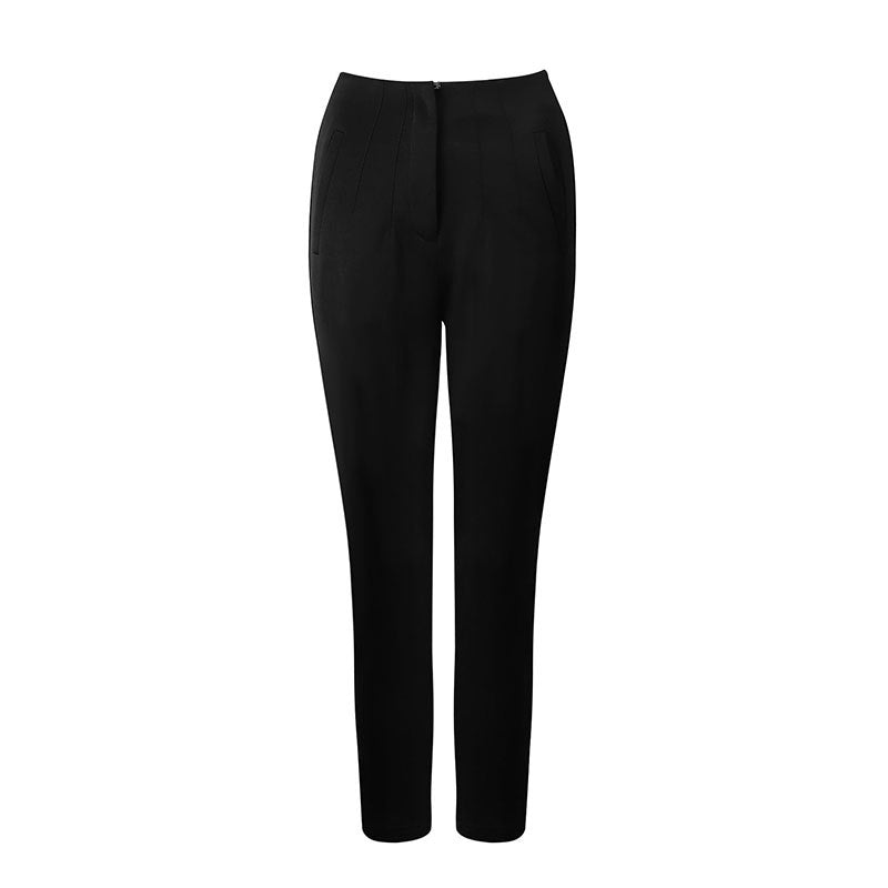 Damen elegante Anzughose mit hohen Bund und schmalem Bein EB