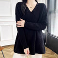 Damen Grobstrickpullover mit V-Ausschnitt und lässigem Schnitt R&B