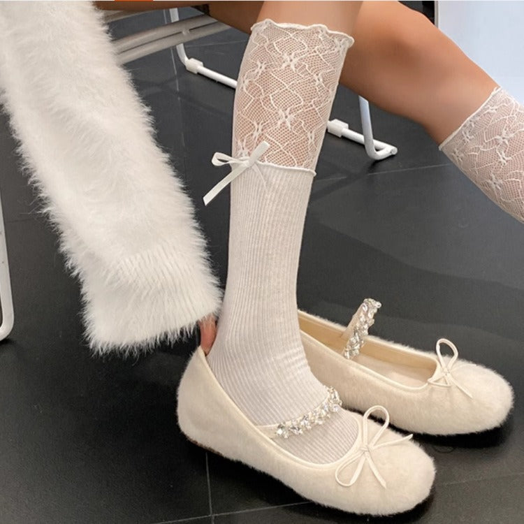 Damen Ballerinas mit kuscheligem Obermaterial und funkelndem Schmuckdetail R&B