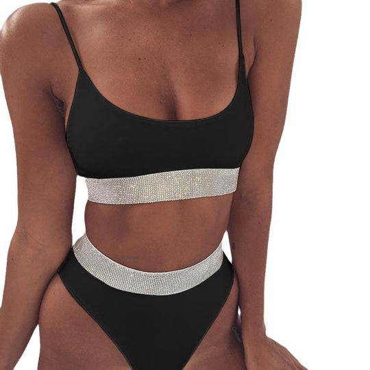 Damen Sportliches Bikini-Set mit hochgeschnittenem Unterteil und breitem elastischen Bund R&B