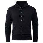 Herren Strickpullover mit hohem Kragen und Knopfverschluss R&B