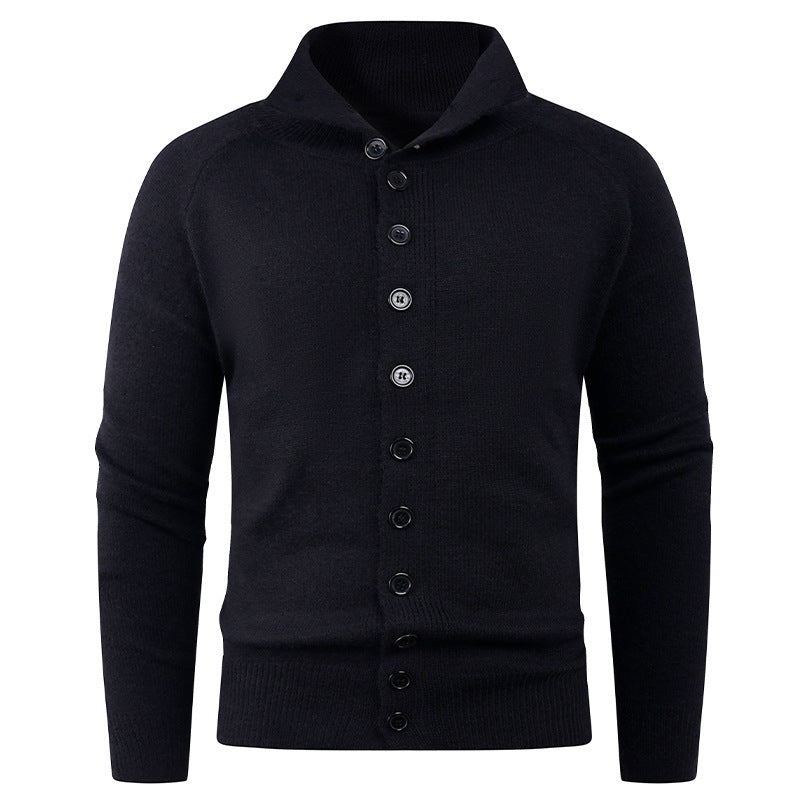 Herren Strickpullover mit hohem Kragen und Knopfverschluss R&B