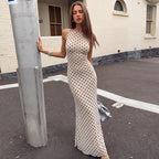Damen Elegantes Maxikleid mit Punktdesign und figurbetontem Schnitt R&B