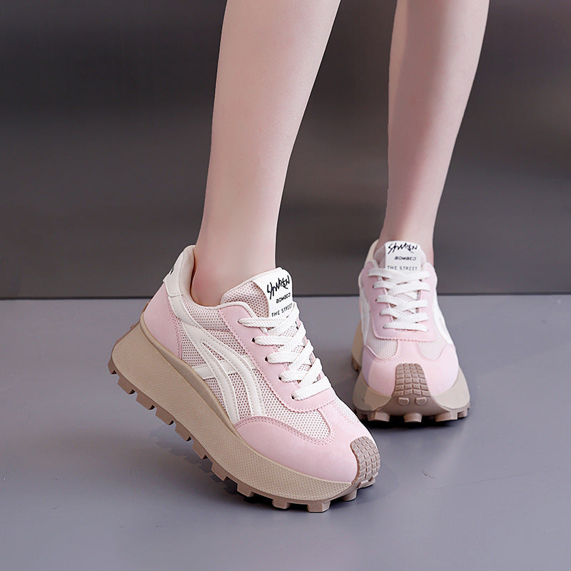 Damen Chunky Sneaker mit modischem Plateau und atmungsaktiver Mesh-Oberfläche R&B