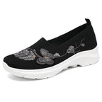 Damen Elegante Slip-On Sneakers mit floralen Stickereien