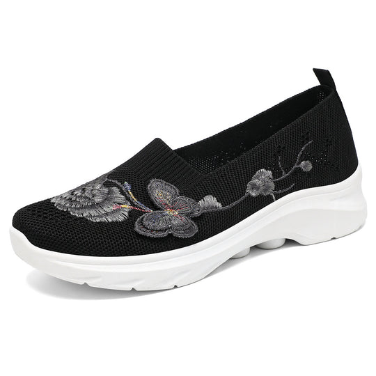 Damen Elegante Slip-On Sneakers mit floralen Stickereien R&B