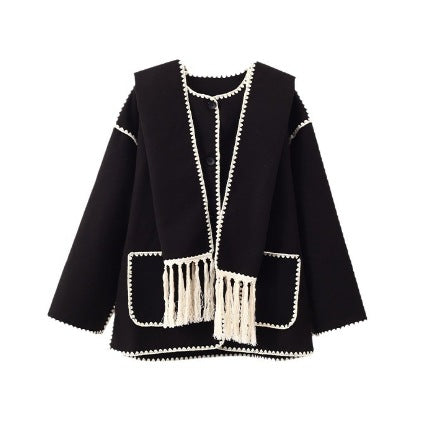 Damen Fransenjacke mit eleganter Saumverzierung R&B