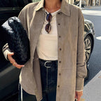 Damen Sanfte Kunstlederjacke mit Knopfverschluss R&B