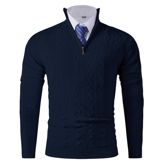 Herren modischer Rollkragenpullover mit strukturiertem Zopfdesign R&B
