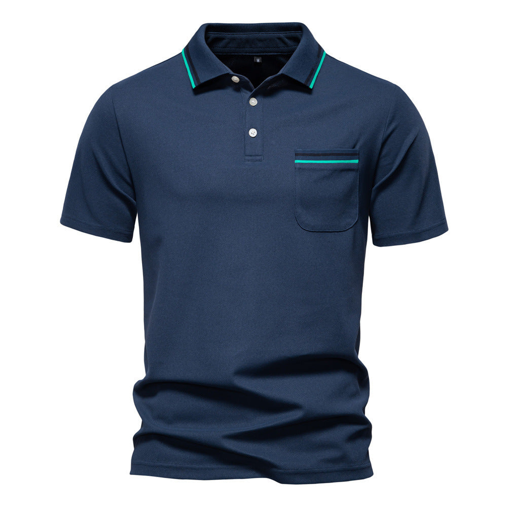 Herren nan modernes Poloshirt mit aufgesetzter Brusttasche und Kontrastbesatz am Polokragen R&B