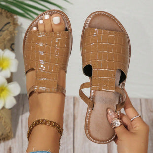 Damen Modische Sandalen mit Kroko-Prägung R&B